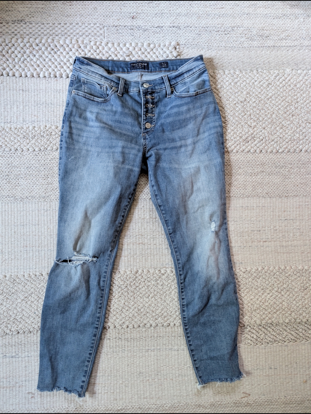 Lucky Button-Fly Light Blue Distressed Women’s Jeans